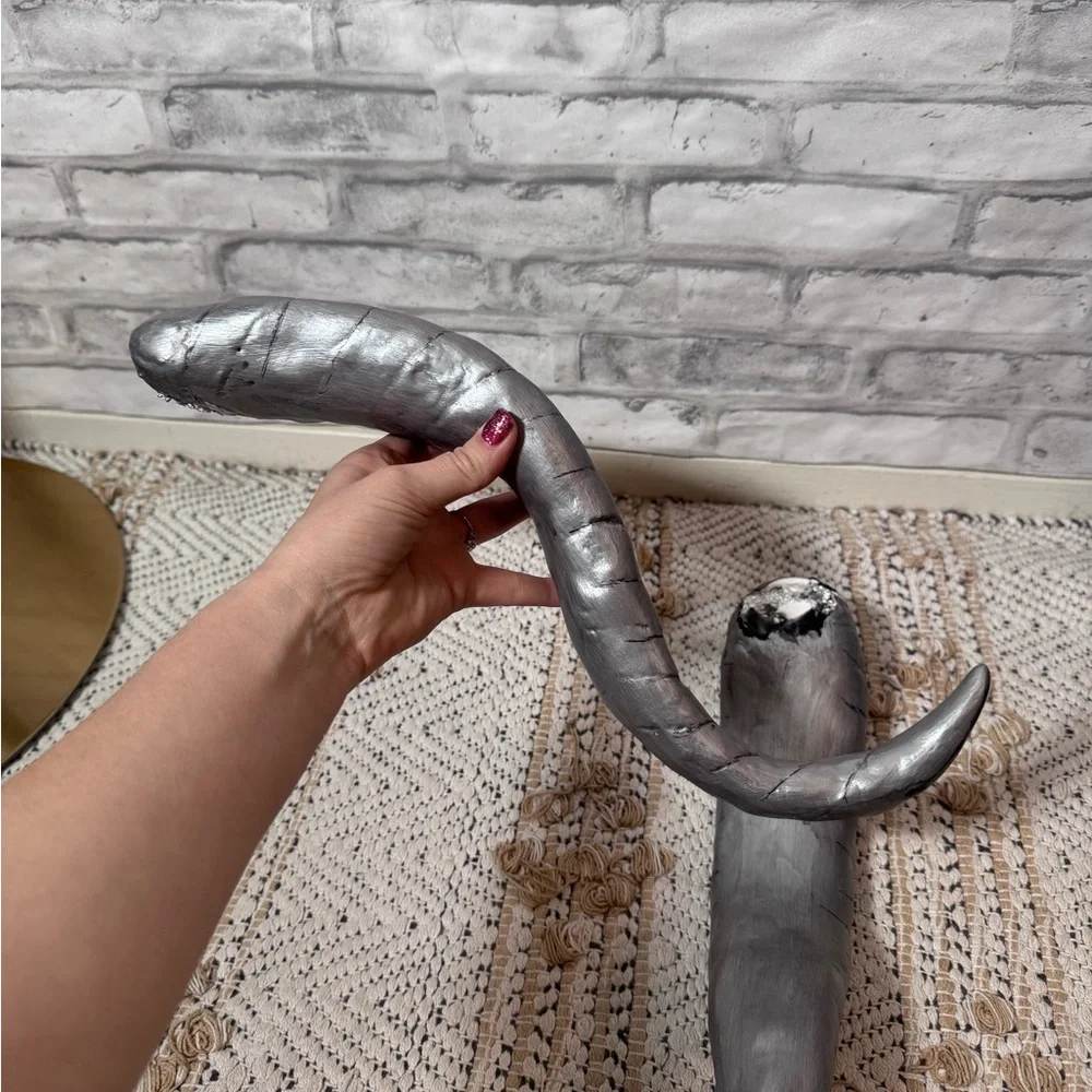 Handmade Metallic Large Silver Cosplay Horns
